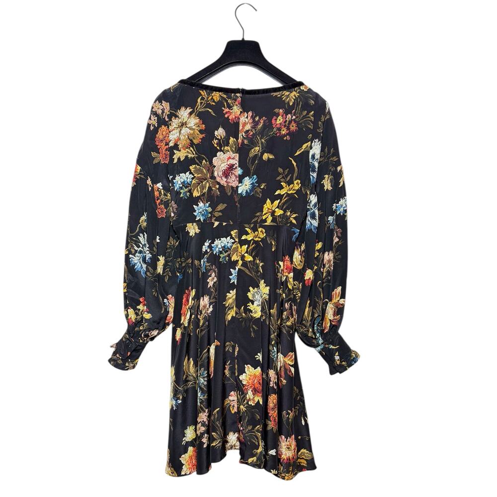 House Of Hackney Silk Floral Dress Velvet Trim Small - Picture 3 of 9